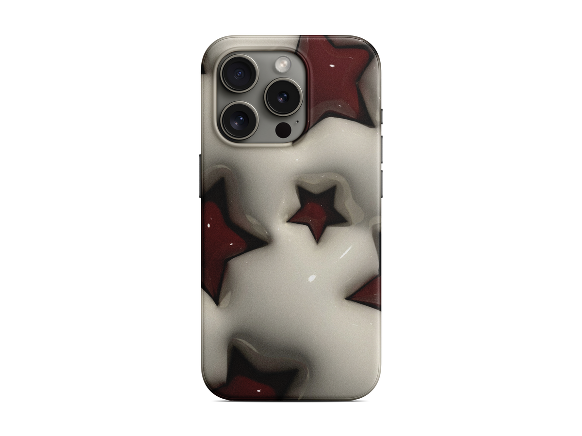 Bordo Beyaz Yıldızlar Telefon Kılıfı (L165)