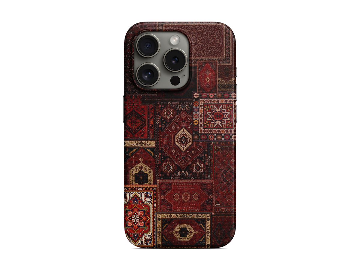 Bordo Kareli Motifler Telefon Kılıfı (L189)