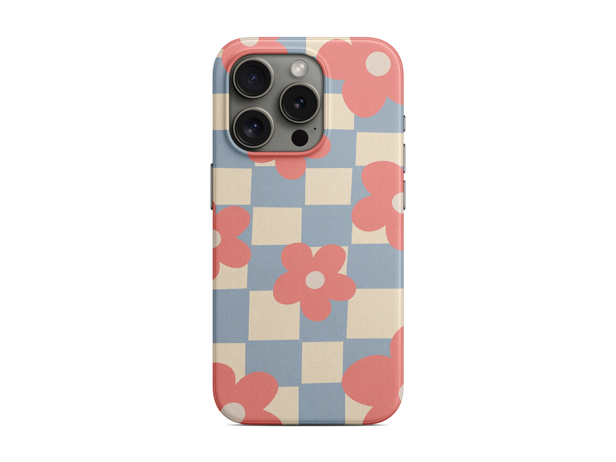 Pastel Çiçek Kareleri Telefon Kılıfı (L193)
