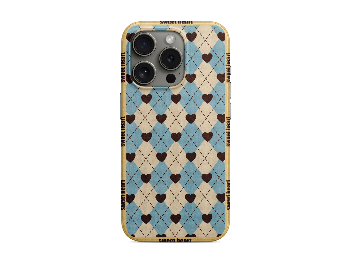 Mavi Krem Çiçekli Baklava Telefon Kılıfı (L203)