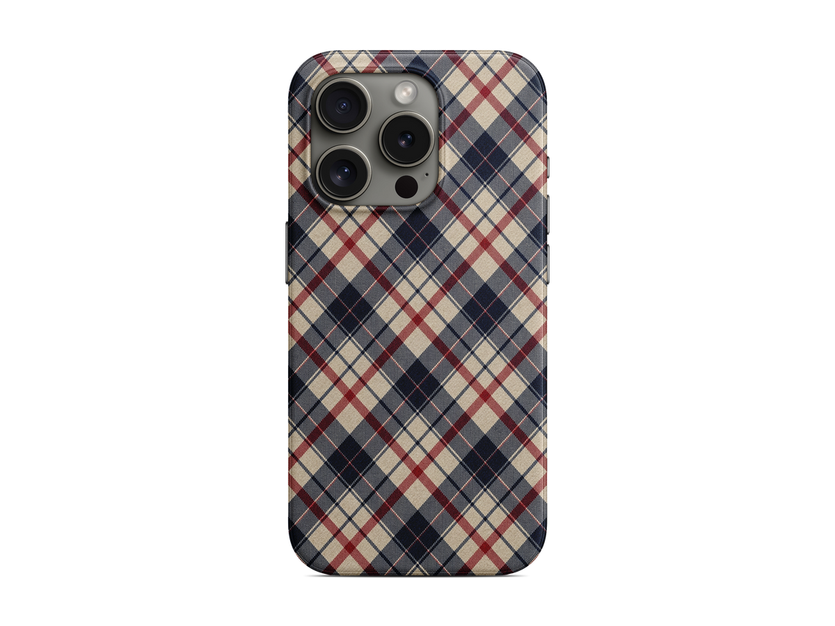 Lacivert Pembe Ekose Telefon Kılıfı (L216)