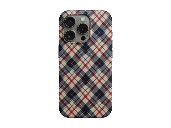 Lacivert Pembe Ekose Telefon Kılıfı (L216)