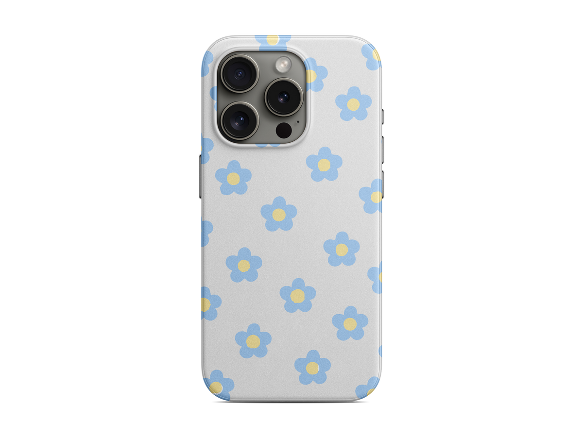 Açık Mavi Çiçekler Telefon Kılıfı (L242)