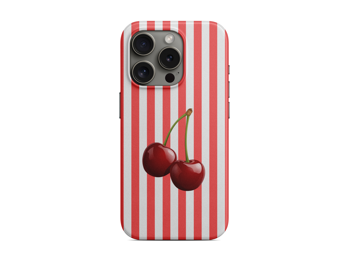 Kırmızı Çizgili Kiraz Telefon Kılıfı (L264)