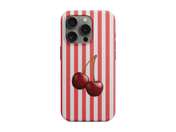 Kırmızı Çizgili Kiraz Telefon Kılıfı (L264)