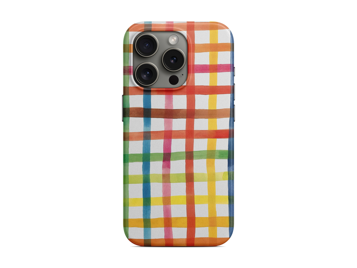 Renkli Çizgi Izgara Telefon Kılıfı (L270)