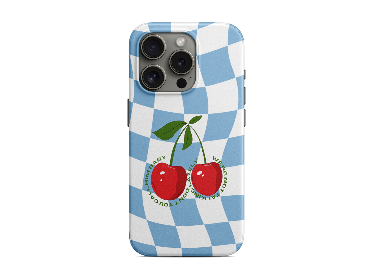 Mavi Damalı Kiraz Telefon Kılıfı (L279)