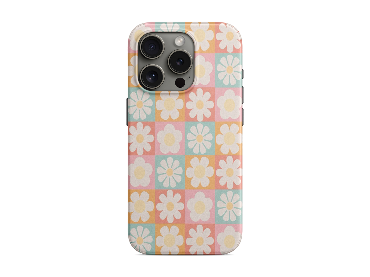 Pastel Çiçek Kareleri Telefon Kılıfı (L280)