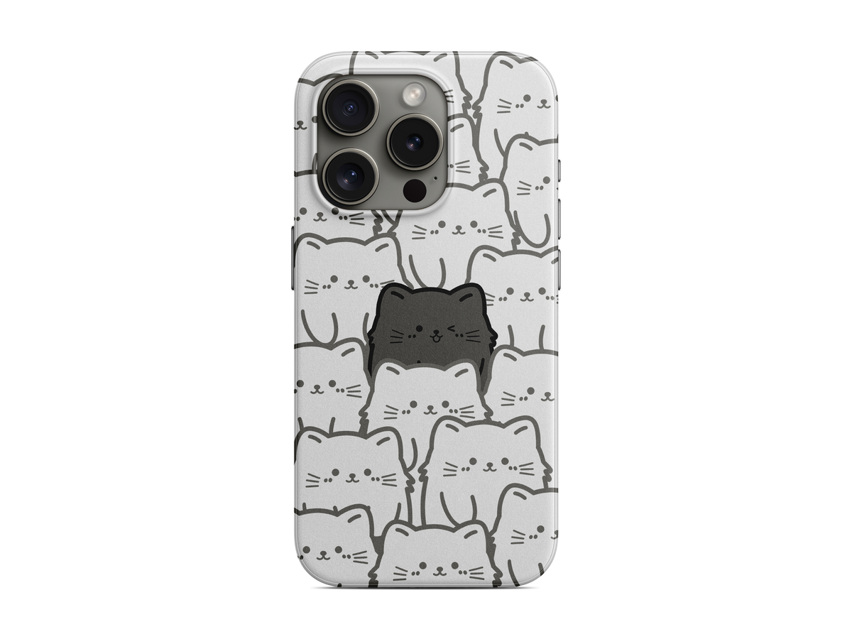 Beyaz Kedi Çizgileri Telefon Kılıfı (L320)