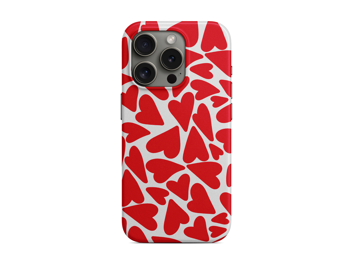 Kırmızı Beyaz Kalpler Telefon Kılıfı (L327)