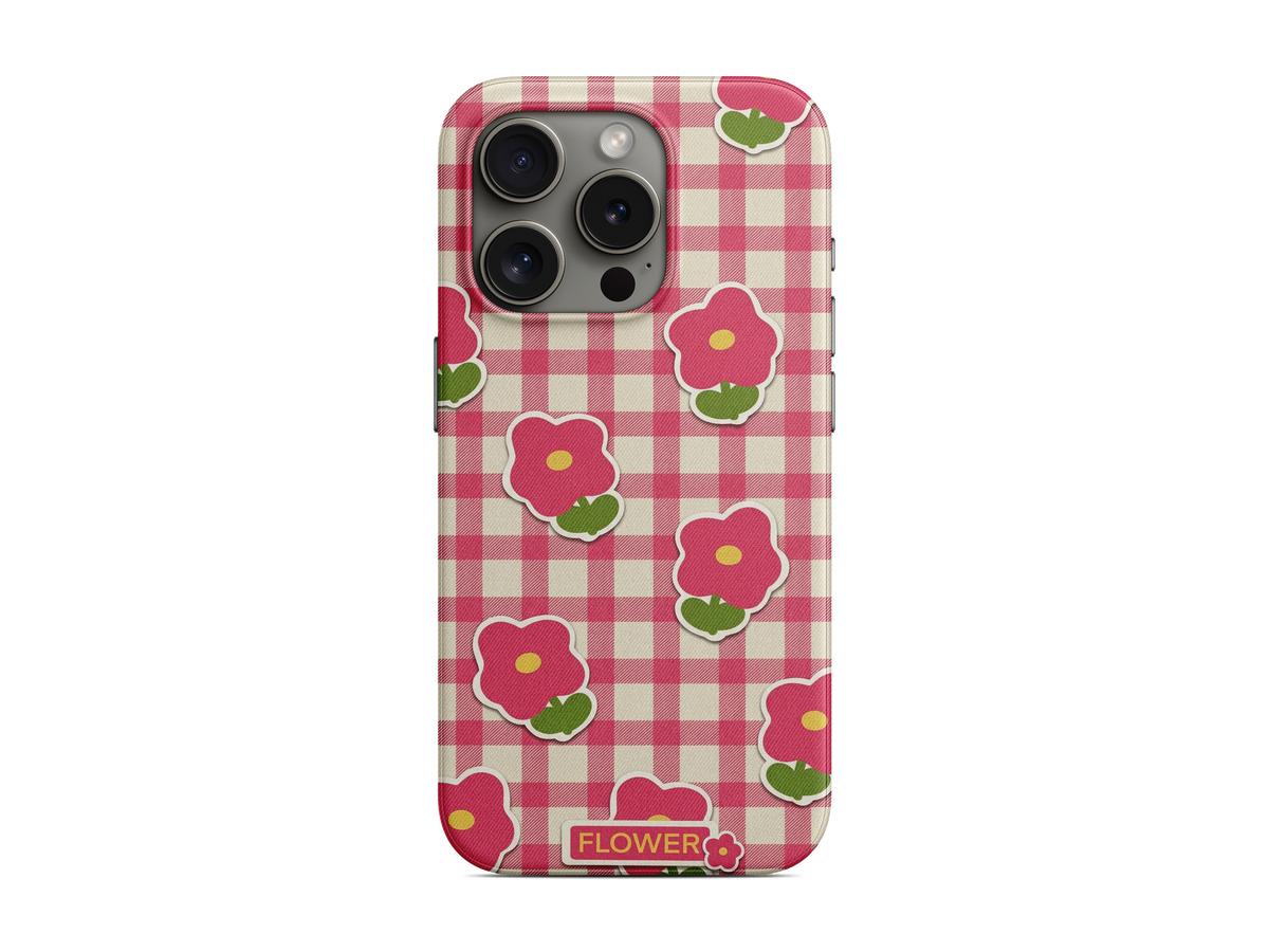 Pembe Çiçekli Ekose Telefon Kılıfı (L339)