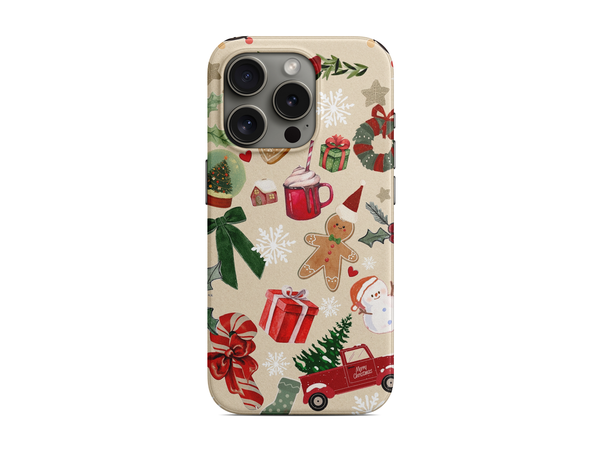 Krem Kırmızı Çiçekler Telefon Kılıfı (L347)