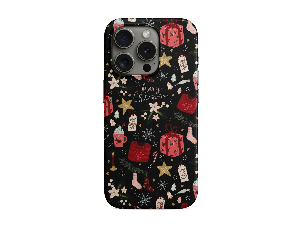 Siyah Pembe Çiçekler Telefon Kılıfı (L349)