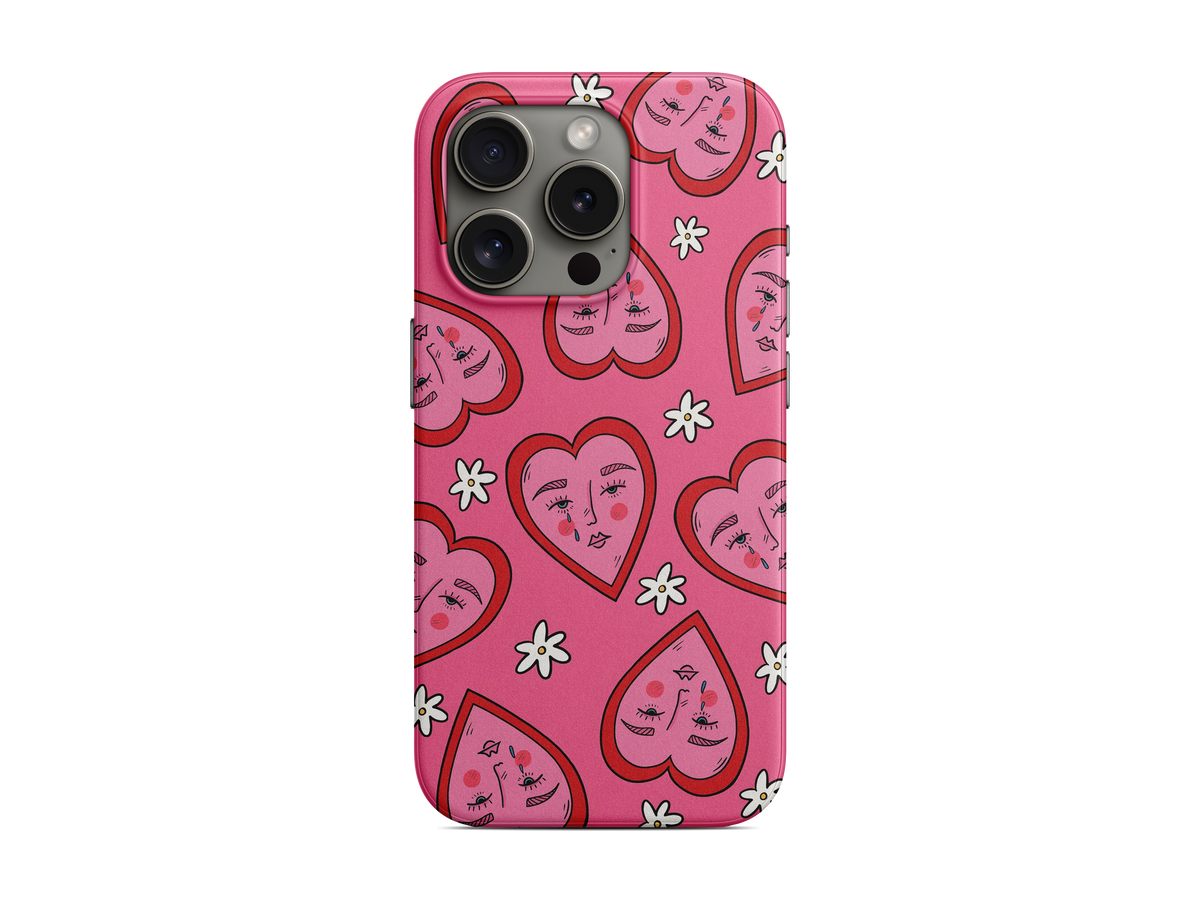 Pembe Kalp Çizimleri Telefon Kılıfı (L367)