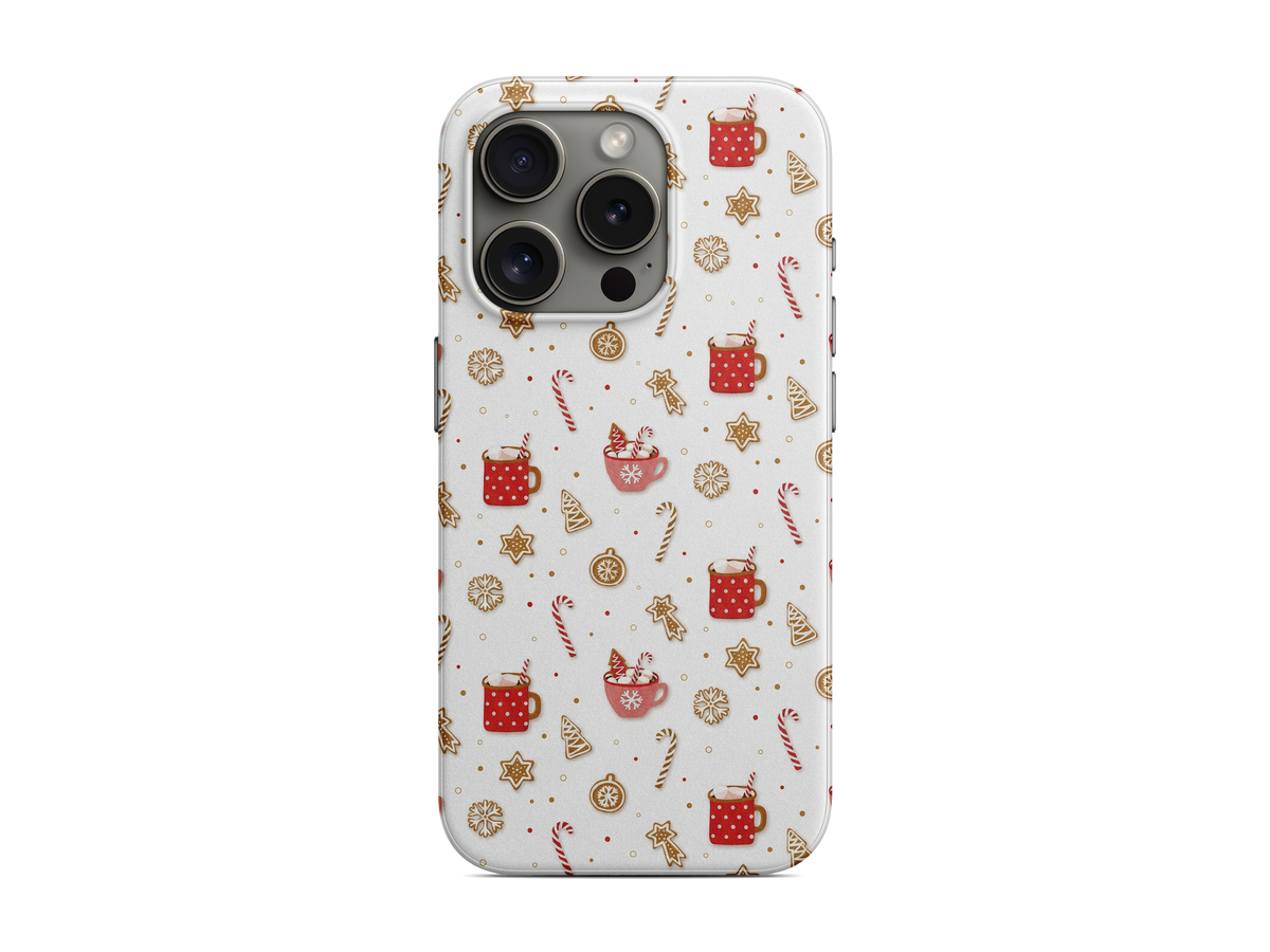 Beyaz Kırmızı Yılbaşı Motifleri Telefon Kılıfı (L383)