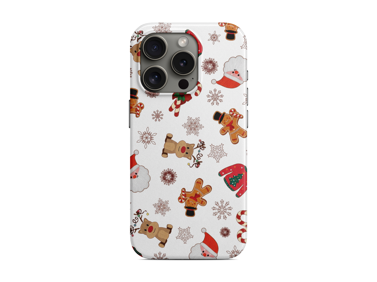 Krem Renkli Yılbaşı Motifleri Telefon Kılıfı (L390)