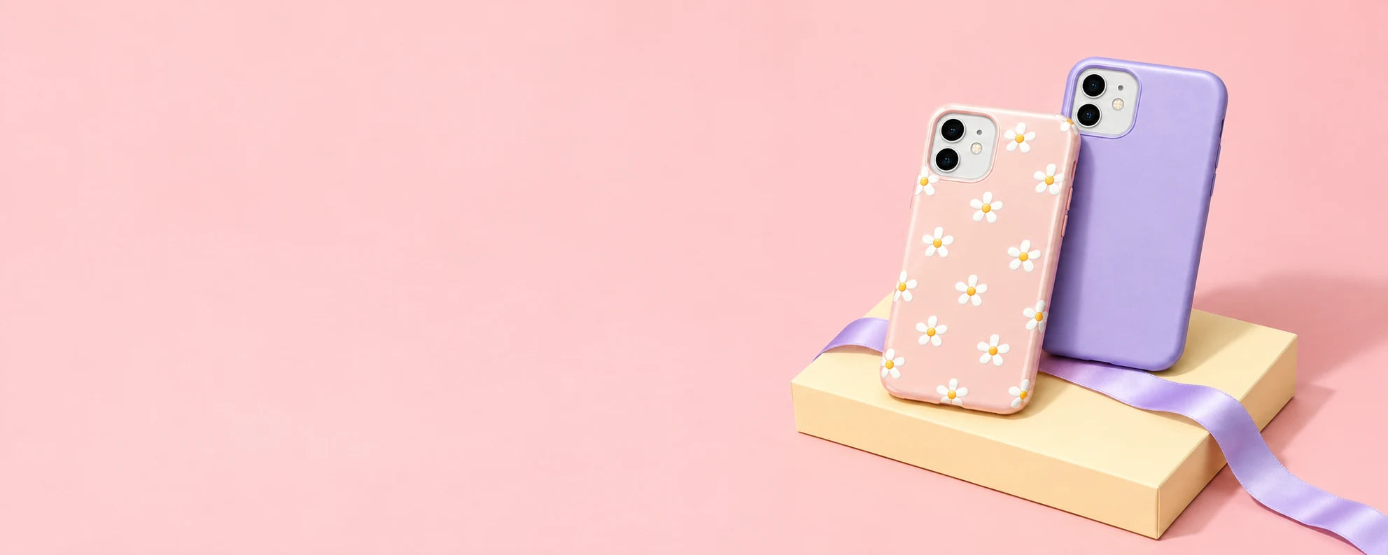 Pembe papatyalı ve lavanta LunaCase kılıflar